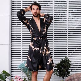 Men's Sleepwear Satin Silk Pyjama Set Modern Style Sleepwears Men Sexy Soft Homme Cosy Nightgown Casual Lounge Sets Nightwear
