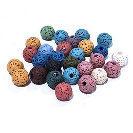 Assorted 10MM Seven Chakras Colourful Lava stone Loose Beads Charms Beaded DIY Bracelet Necklace Jewellery Making Accessories