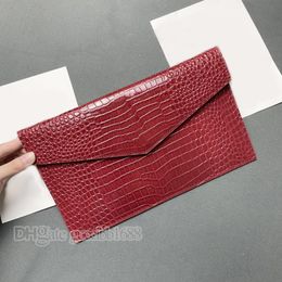 Top quality genuine leather red alligator envelope bag luxury designer handbags fashion Women Clutch Bags with box