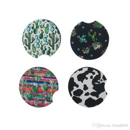 250pcs 22 Colours Neoprene Drink Cactus Unicorn Flower Printed Coffee Mug Mats Soft Round Non-slip Coaster for Car Home Decoration