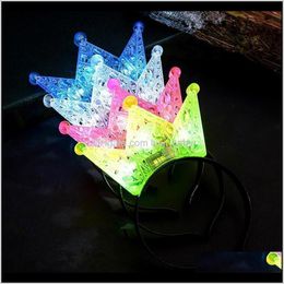 Child Adult Led Glow Light Tiara Crown Head Wear Royal Princess Headband Party Birthday Christmas Headwear Oxdoh Hair Braid 5E7Bo