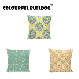 Cushion/Decorative Pillow Painted Geometric Flower Pattern Cushions Home Decoration Garden Bedroom Living Room Car Seat Farmhouse Cotton Lin