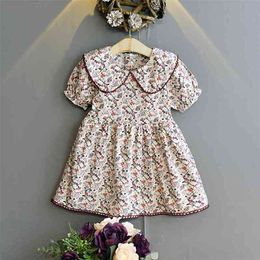 Gooporson Summer Flower Kids Dresses for Girls Lace Collar Short Sleeve Princess Dress Fashion Little Girl Costume Party Clothes 210715