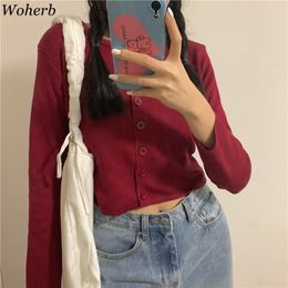 Spring Summer Korean Thin Cardigan Blouse Women Slim-fit Long Sleeve Short Blouses Single-breasted Solid Shirt25878 210422