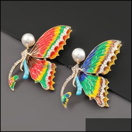 Pins, Brooches Jewelry 2021 Rhinestone Imitation Pearl Butterfly For Women Fashion Wedding Party Brooch Pin Gift Drop Delivery 0Tjdx