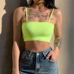 Sweet Pink Y2K Summer Camis Tops for girls With Thin Strap Backless Casual Green Harajuku Sleeveless Crop Cami Female 210510