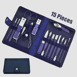 Blue Manicure Tools Set Pro Max Stainless Steel Professional Nail Clipper Kit of Pedicure Paronychia Nippers Trimmer Cutters - 7Pcs