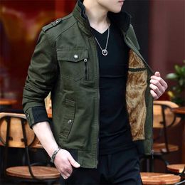 Thickening Winter Jacket Men Pure Cotton Leisure Work Clothes Winter Military Jackets Coat With Velvet Denim Park Men 210927