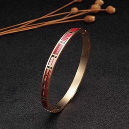 Top Quality Women Girls Wedding Party Cuff Bangles 4mm Enamel Stainless Steel Fashion Ol Charm Bangles Jewelry Q0717