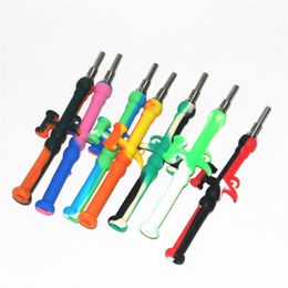 hookahs RPG Silicone Nectar Mini Water Pipes with GR2 Titanium Nail 10mm Concentrate Dab Straw Oil Rigs DHL