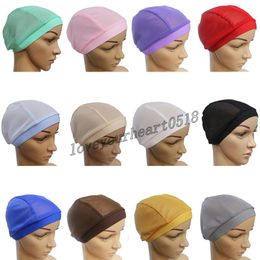 Muslim Inner Hijab Caps lastic Cotton Turban Hat Solid Color Women Headscarf Underscarf Bonnet Full Cover Under Scarf Caps