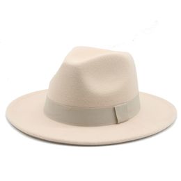ribbon band belt felt panama church formal winter white wide brim vintage men caps women fedora hats