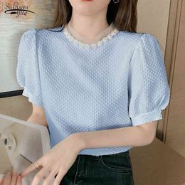 Summer Short Sleeve Women Blouse Tops Casual Loose O Neck Shirts Korean Cotton Female Clothing Chemise Femme 14031 210508