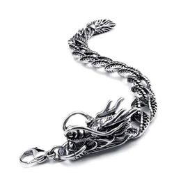 Link Chain Jade Angel Titanium Stainless Steel Dragon Men's Bracelet Gothic StyleLink