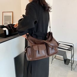Luxury PU Leather Messenger Bag for Women 2024 New Designer Large Capacity Handbag Casual College Style Shoulder Bags Ladies Tote Bag