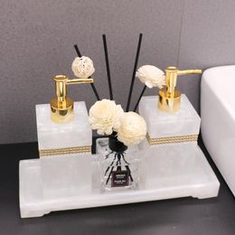 Conjunto acessório de banho Acessórios para banheiro 500ml Soap Dispenser Toothbrush Titular Kit Decoração de Casa Prato de Prato Caixas de Tecido Potherpick