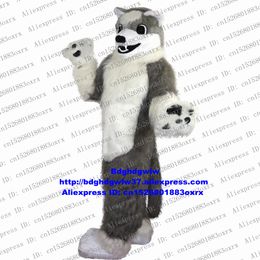 Mascot Costumes Long Fur Furry Grey Wolf Husky Dog Fursuit Mascot Costume Adult Cartoon Character Outfit About Holidays Company Kick-off zx1