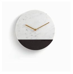 Wall Clocks Clock Black And White Natural Marble Timepiece Brass Pointer Home Decor