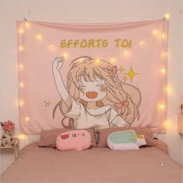 Girl Room Wall Decor Tapestry Kawaii Anime Decor Background Cloth Bedside Secret Space Dormitory Bedroom Ins 210609