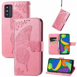 Butterfly Embossing Imprint Wallet Cases With Card Slot For Samsung S10 S20 S21 FE S22 Note 20 Ultra A22 A32 A52 A72 A51 A71 5G A13 A33 A53 A02S A02S A10S A21S Z FOLD 3 A13