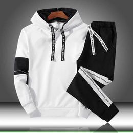 Men Sets Hooded Sport Suit Tracksuit Outfit Suit 2 Piece Set Suits Hoodies & Long Pants Autumn Warm Mens Clothing Drop Shipping X0909