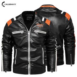 Men's Leather Jackets Autumn Casual Motorcycle PU Jacket Biker Leather Coats Brand Clothing Male Winter Overcoat 211018
