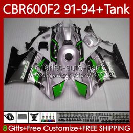 Bodywork For HONDA +Tank 600FS CBR600F2 600CC Green silver 1991-1994 Body 63No.240 CBR 600 CBR600 F2 FS CC 600F2 91 92 93 94 CBR600FS CBR-600 1991 1992 1993 1994 Fairing