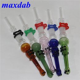 DHL Mini Glass Dab Straw Nectar NC Pipe Kit with Inverted Nail Quartz Tips Oil Rigs water Bong