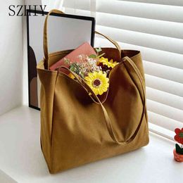 Shopping Bags Simple Women Shopper Canvas Shoulder Female Hand Environmental Storage Reusable Foldable Tote Casual Grand 220309