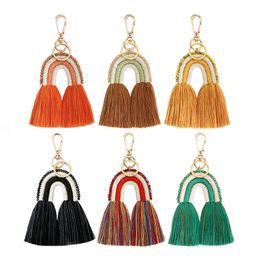 Rainbow Pendant Key Chain Party Favor Arts And Crafts Tassels Bag Key Ring Fashion Colorful Bags Decoration