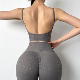 Big Backless Stamping Sports Bras Women Fitness Gym Push Up Bra Running Vest Style Jogger Sexy Yoga Padded Tops Camisole Outfit