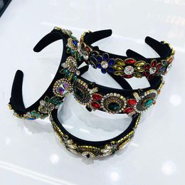 Baroque Colourful Crystal Headbands For Women Fashion Hair Ornament Wide Hoop Accessories Band Girls Clips & Barrettes