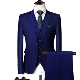 Business Formal Men Suits Solid 2-Button Blazer Pants Marriage Tuxedo Male 3 Piece Suit Men Terno Wedding Suit Slim Fit 5xl