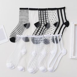 Socks & Hosiery Sexy Lace Mesh Fishnet Transparent Women's Summer Ultra-thin Breathable Short Harajuku Vintage Streetwear Crew