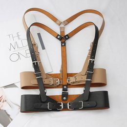 Belts Retro Punk Strap Girdle Sexy Women Handmade Belt Decorative Shirt Dress PU Leather Smooth Buckle Vest Harness Accessories