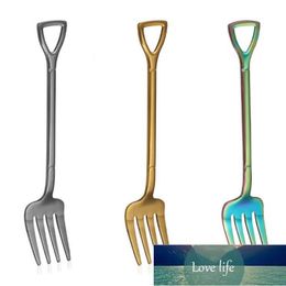 3 Colour Cutlery Stainless Steel Shovel Shape Ice Cream Handle Coffee Soup Tea Spoon Fork Kitchen Accessory Flatware Kitchen Tool Factory price expert design Quality