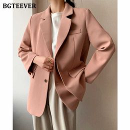 BGTEEVER 2021 Spring Solid Jacket Women Suits Single-breasted Blazer Office Ladies Formal Blazer Notched Collar Outwear Femme X0721