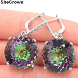 35x20mm Big European Design 20mm Created Mystic Topaz Green Tsavorite Garnet Paris Blue Topaz For Women Silver Earrings Dating 210317