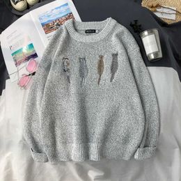 2019 new sweater casual fashion men's sweater cute kitten pattern round neck sweater Y0907