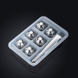 1set/lot Stainless Steel diamond style Whisky Stones Ice Cubes Glacier Cooler Stone Whiskey Rocks ice cube +1pcs clip