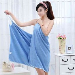 Towel Bathing s Microfiber Robe Women room Home Textile Absorbent Shower Wearable Set 210728