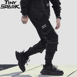 Streetwear Hip Cargo Pants Joggers Side Pockets Harajuku Men Baggy Trousers HipHop Joggers Pants Black Street Wear 210702