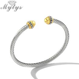 Mytys Open Cuff Adjustable Wire Cable Bracelet for Women Brand Retro Antique Bangle Elegant Beautiful Valentine Q0717