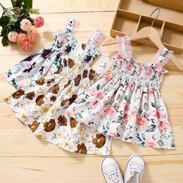 kids clothes girls Lace sling Flower print dress children Floral princess Dresses fashion summer Boutique baby Clothing