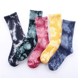 Tie Dye Socks Men Fashion Multicolor Printed Casual Breathable Cushioned Crew Sock for Women