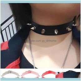 Necklaces & Pendants Jewelrychic Punk Rock Gothic Unisex Women Men Leather Spike Rivet Stud Collar Choker Necklace Statement Jewelry 48.5Cm