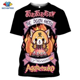 SONSPEE Death Metal Karaoke Kala Aggretsuko Aggressive Retsuko Mens T Shirts Casual 3D ptint Short Sleeve T-Shirt Women Clothes 210324