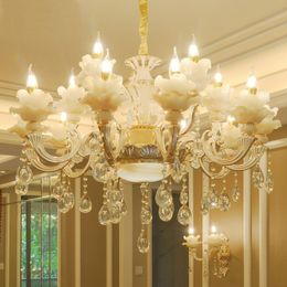 European chandelier living room lamp luxurious chandeliers bedroom jade crystal light Restaurant zinc alloy crystals lamps