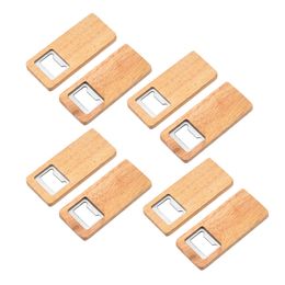 1Pack Wood Beer Bottle Opener Wooden Handle Corkscrew Stainless Steel Square Openers Bar Kitchen Accessories Party Gift