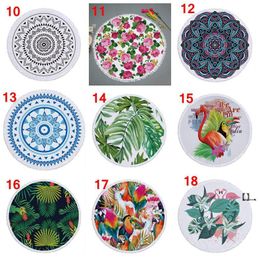 NEW72 designs Summer Round Beach Towel With Tassels 59 inches Picnic mat 3D printed Flamingo Windbell Tropical Blanket girls bathing EWD7686